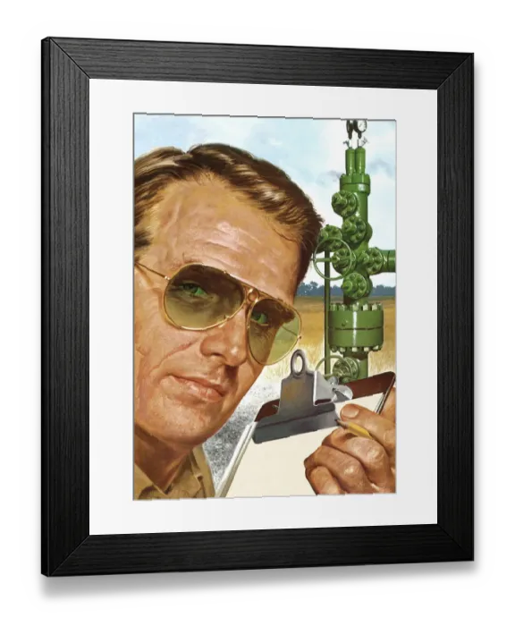Framed Print : Man With Clipboard and Gas Equipment Framed Print : Man With Clipboard and Gas Equipment