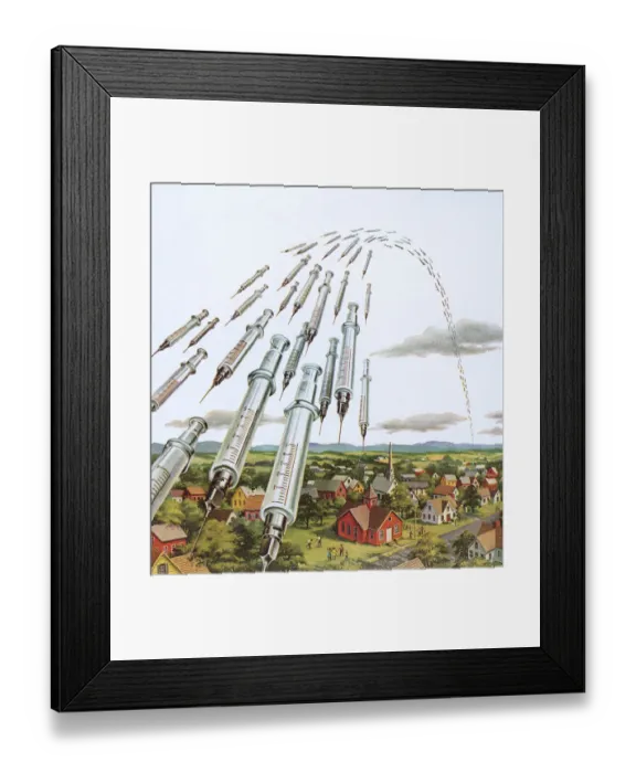 Framed Print : Syringes Flying Through the Air Framed Print : Syringes Flying Through the Air