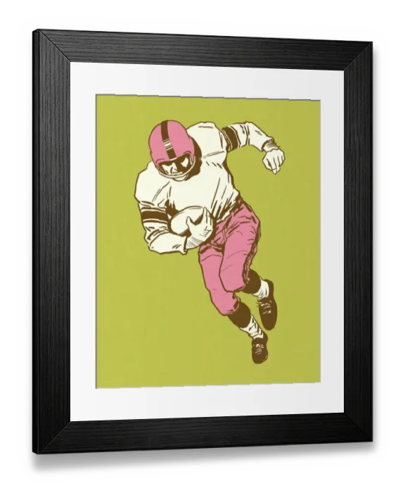Framed Print : Football Player Running with the Ball Framed Print : Football Player Running with the Ball