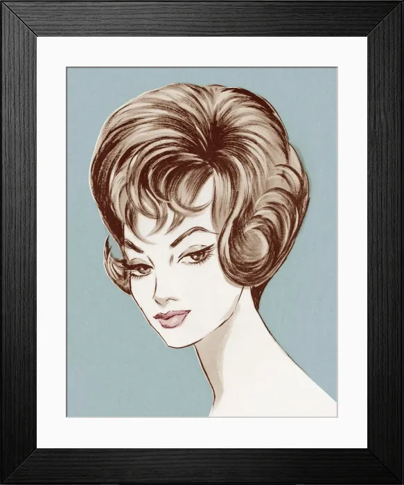Framed Print : Portrait of Woman Blue Background Framed Print : Portrait of Woman Blue Background