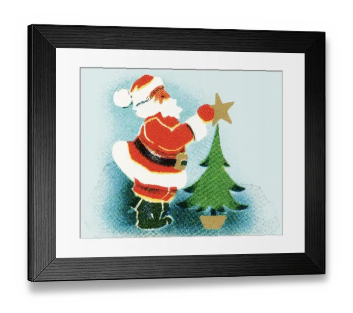 Framed Print : Santa puts the star on the tree Framed Print : Santa puts the star on the tree