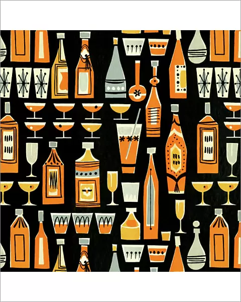 Cocktails and Liquor Bottle Pattern