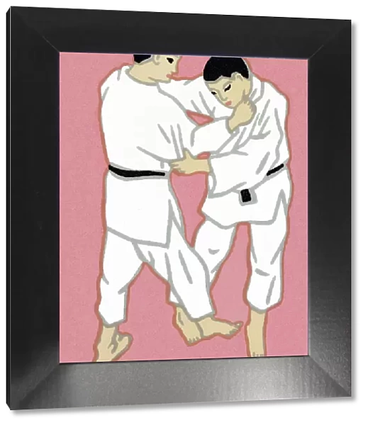 Two Men Practicing Karate