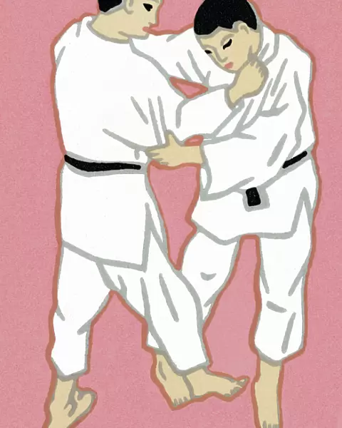 Two Men Practicing Karate