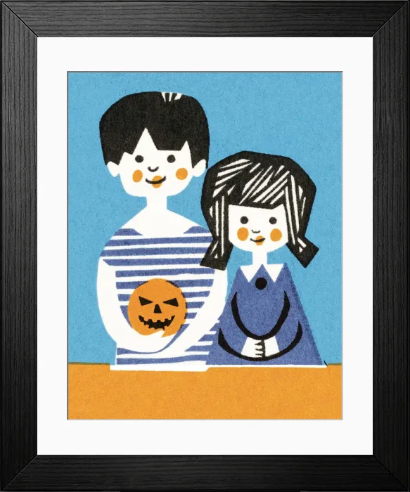 Framed Print : Kids with pumpkin Framed Print : Kids with pumpkin