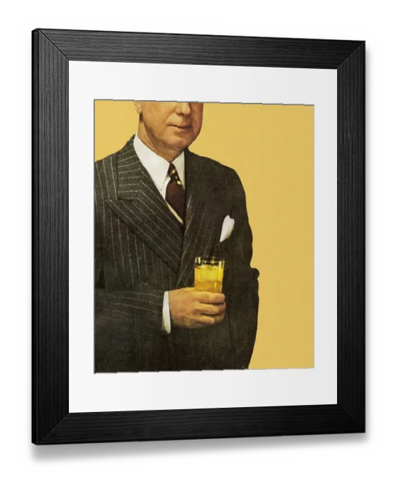 Framed Print : Man in Suit Holding Beverage Framed Print : Man in Suit Holding Beverage