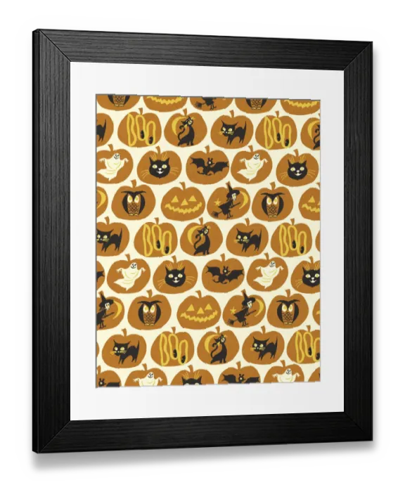 Framed Print : Pattern of Various Halloween Images Framed Print : Pattern of Various Halloween Images
