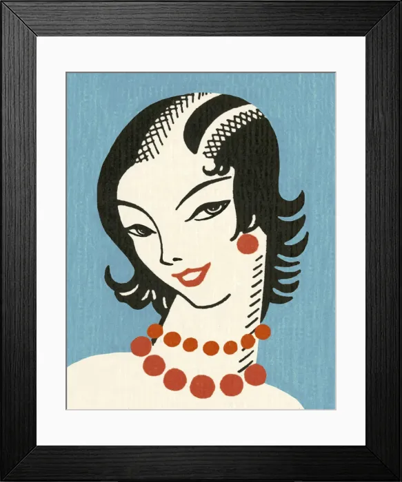 Framed Print : Coy Woman Wearing Red Necklace Framed Print : Coy Woman Wearing Red Necklace