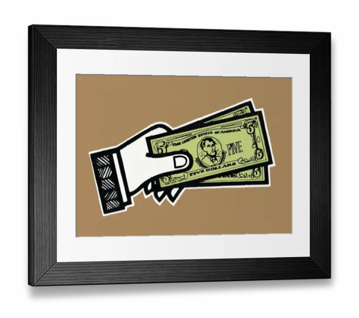 Framed Print : Hand Holding Cash Framed Print : Hand Holding Cash