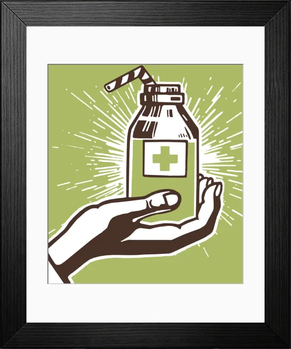 Framed Print : Hand Holding Medicine Bottle Framed Print : Hand Holding Medicine Bottle