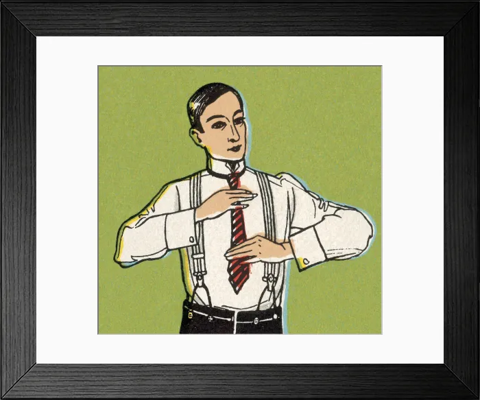 Framed Print : Man Putting on Tie