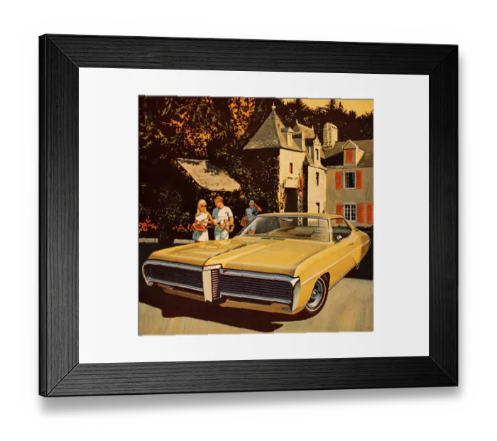 Framed Print : Couple With Yellow Car Framed Print : Couple With Yellow Car