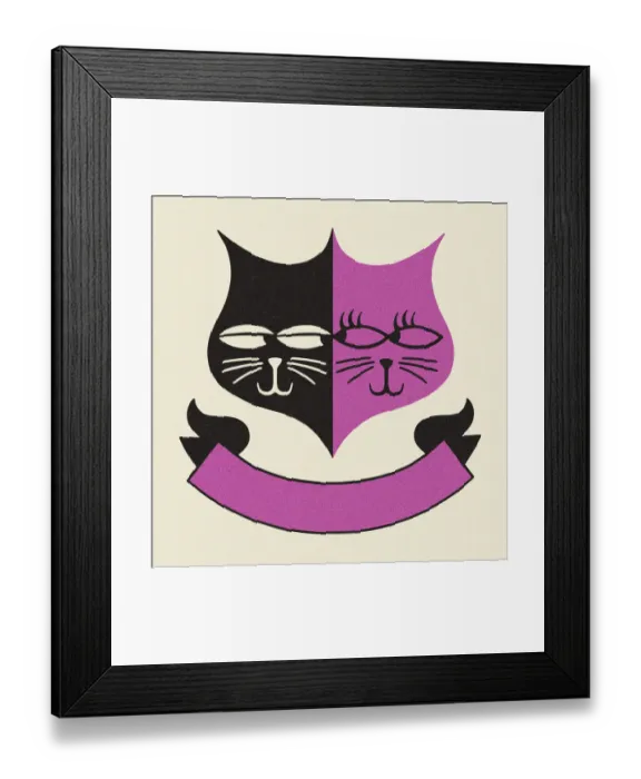 Framed Print : Cat Faces in a Shield Framed Print : Cat Faces in a Shield