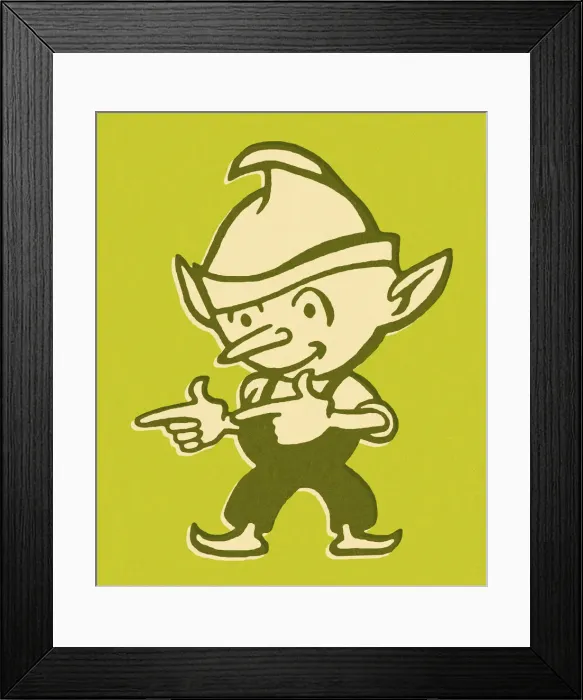 Framed Print : Green Elf Making Hand Gesture