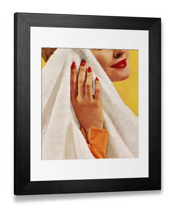 Framed Print : Woman Holding Towel