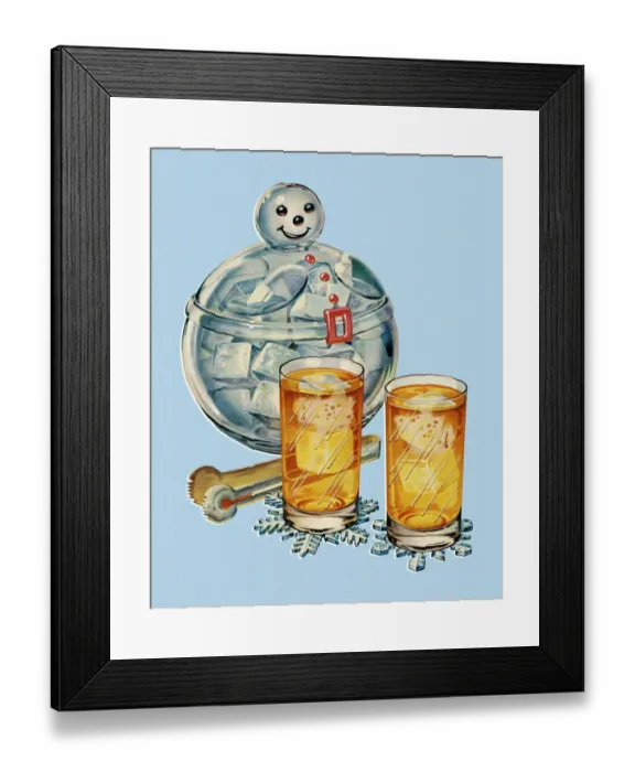 Framed Print : Drink Glasses and Snowman Ice Bucket Framed Print : Drink Glasses and Snowman Ice Bucket