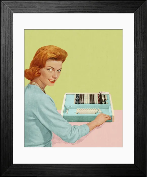 Framed Print : Woman With Adding Machine Framed Print : Woman With Adding Machine