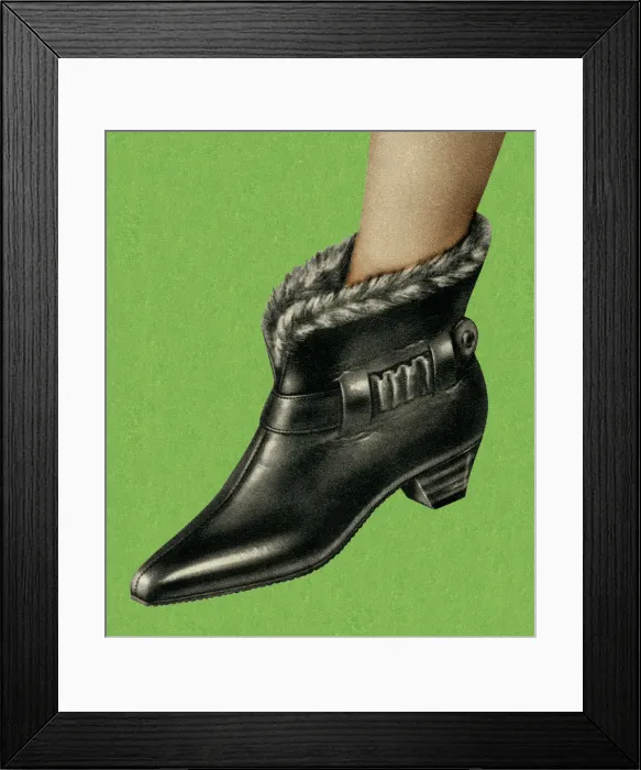 Framed Print : Womans Fur Lined Boot Framed Print : Womans Fur Lined Boot