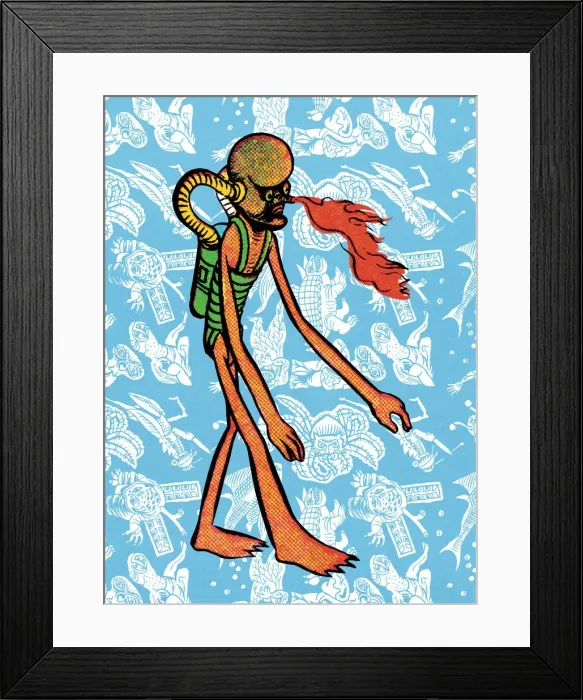 Framed Print : Alien Breathing Fire