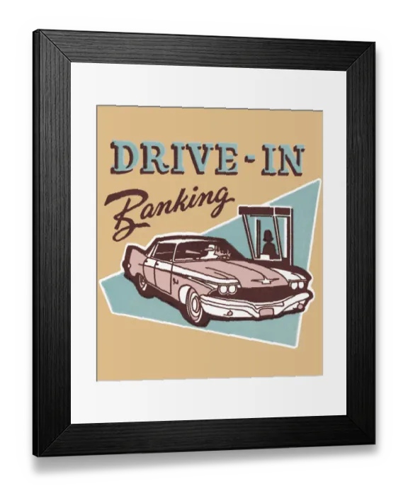Framed Print : Drive-In Banking Framed Print : Drive-In Banking