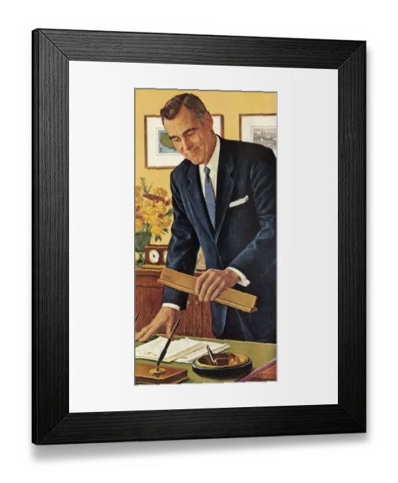 Framed Print : Man Picking up Name Plate Framed Print : Man Picking up Name Plate