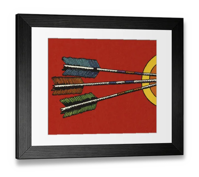Framed Print : Three Arrows in a Target Framed Print : Three Arrows in a Target