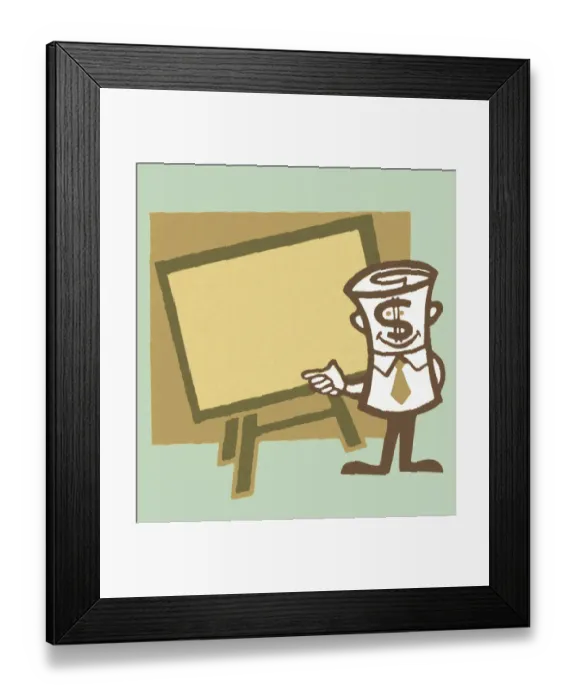 Framed Print : Money Character Giving a Presentation Framed Print : Money Character Giving a Presentation