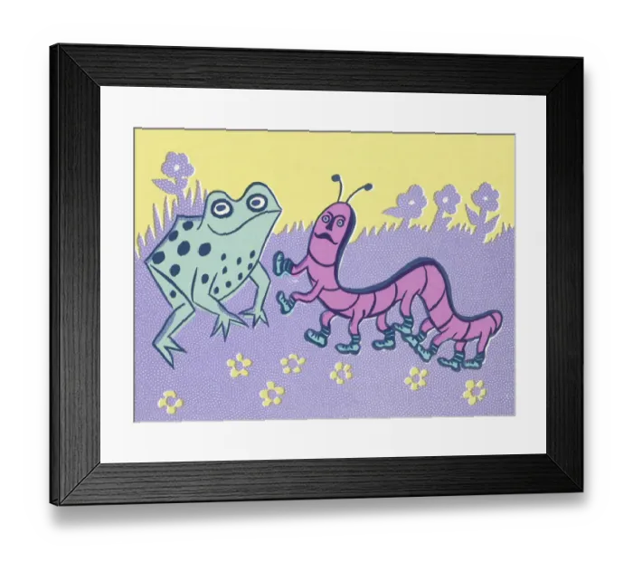 Framed Print : Frog and Catepillar Framed Print : Frog and Catepillar