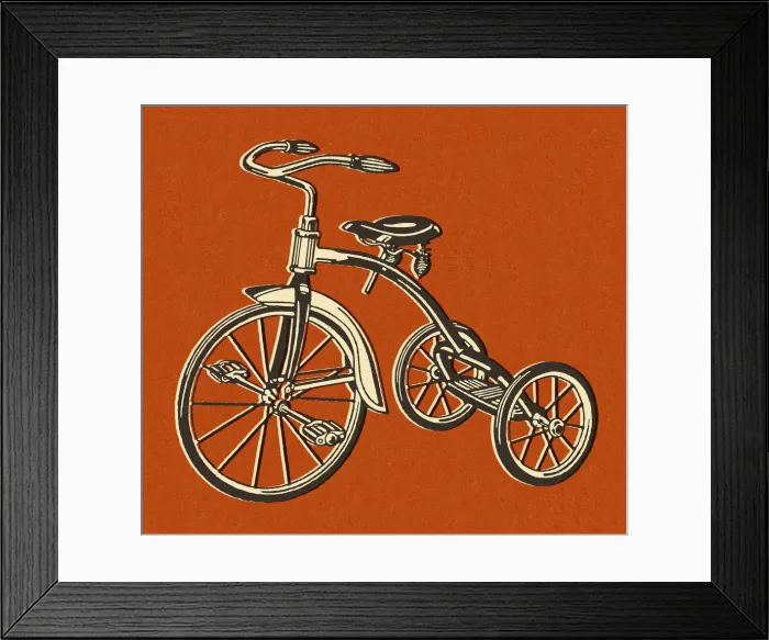 Framed Print : Tricycle on Red Background Framed Print : Tricycle on Red Background