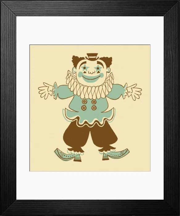 Framed Print : Smiling Clown in Blue Framed Print : Smiling Clown in Blue