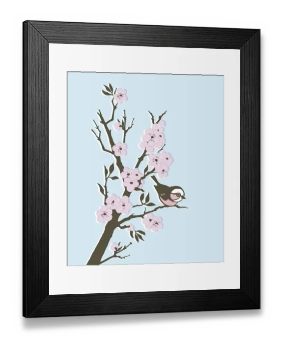 Framed Print : Bird in Cherry Tree