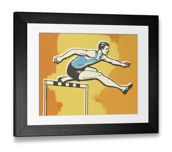 Framed Print : Man Running Hurdles Framed Print : Man Running Hurdles