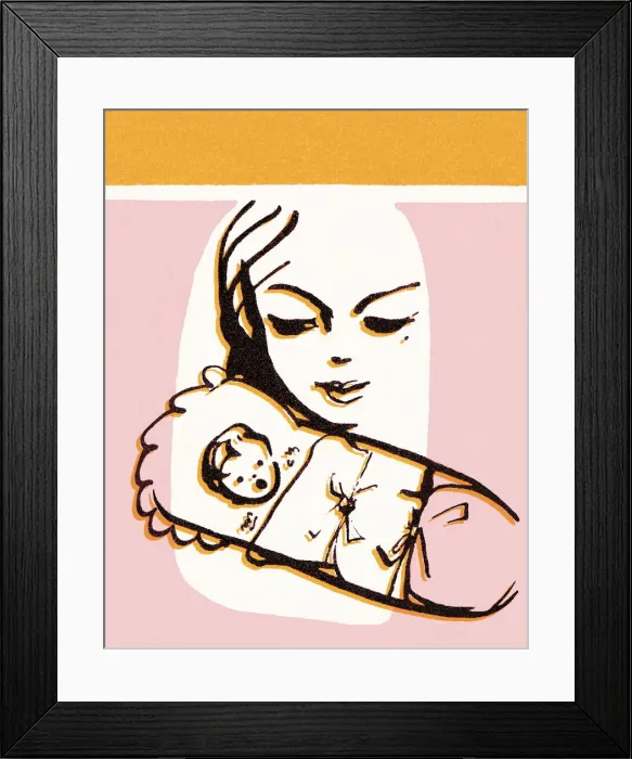 Framed Print : Mother watching baby sleep Framed Print : Mother watching baby sleep