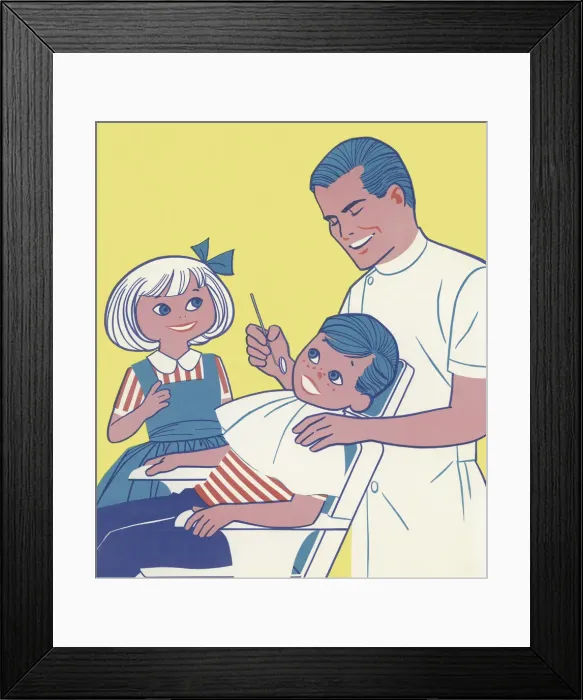 Framed Print : Boy and Girl at the Dentist Framed Print : Boy and Girl at the Dentist