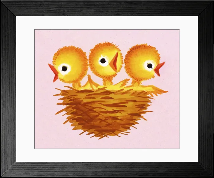 Framed Print : Three Chicks in a Nest Framed Print : Three Chicks in a Nest