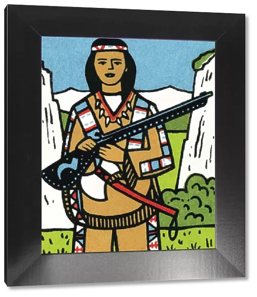 Tribal woman with rifle