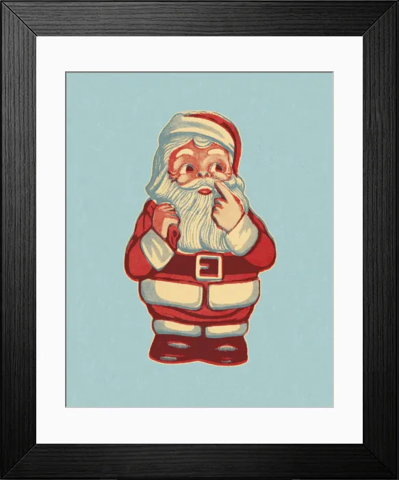Framed Print : Santa Pointing Up Framed Print : Santa Pointing Up
