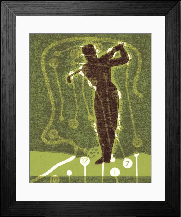 Framed Print : Man Swinging Golf Club Framed Print : Man Swinging Golf Club