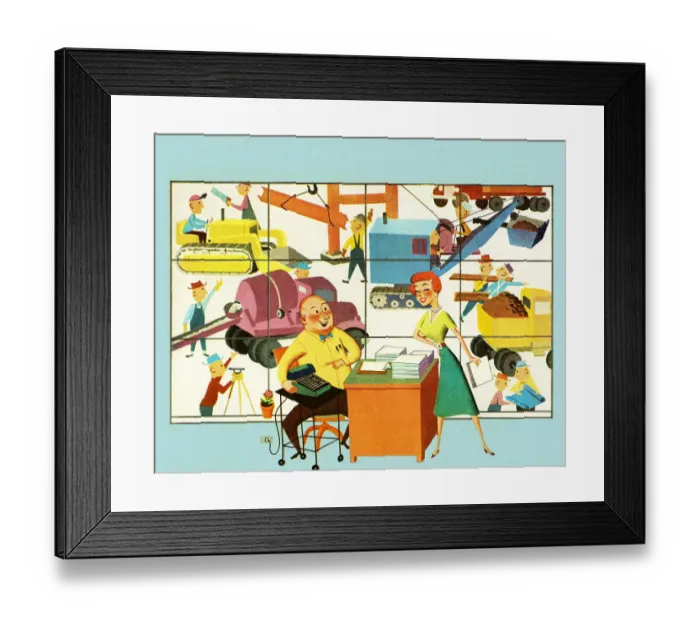 Framed Print : Construction Workers and Office Workers Framed Print : Construction Workers and Office Workers