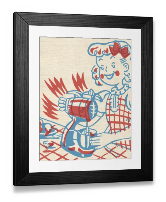 Framed Print : Girl Using an Electric Mixer