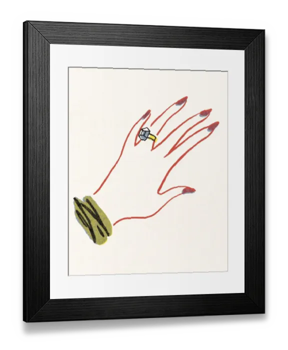 Framed Print : Hand with engagement ring