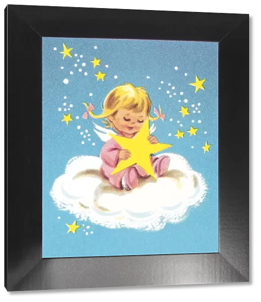 Child on cloud with star