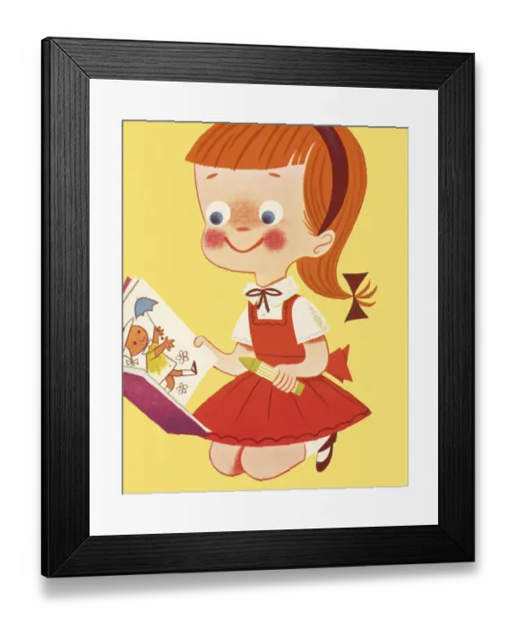 Framed Print : Girl and a Coloring Book Framed Print : Girl and a Coloring Book