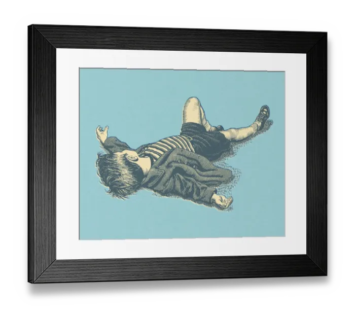 Framed Print : Little Boy Lying on the Ground Framed Print : Little Boy Lying on the Ground