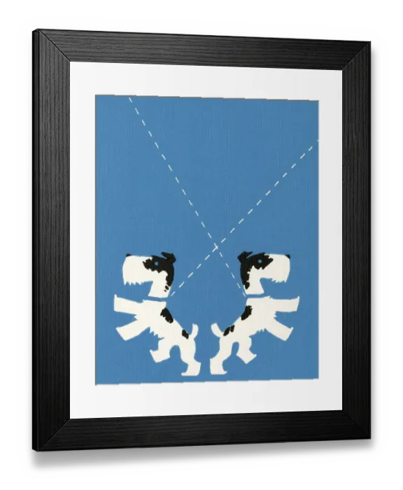 Framed Print : Two Dogs on Leashes Framed Print : Two Dogs on Leashes