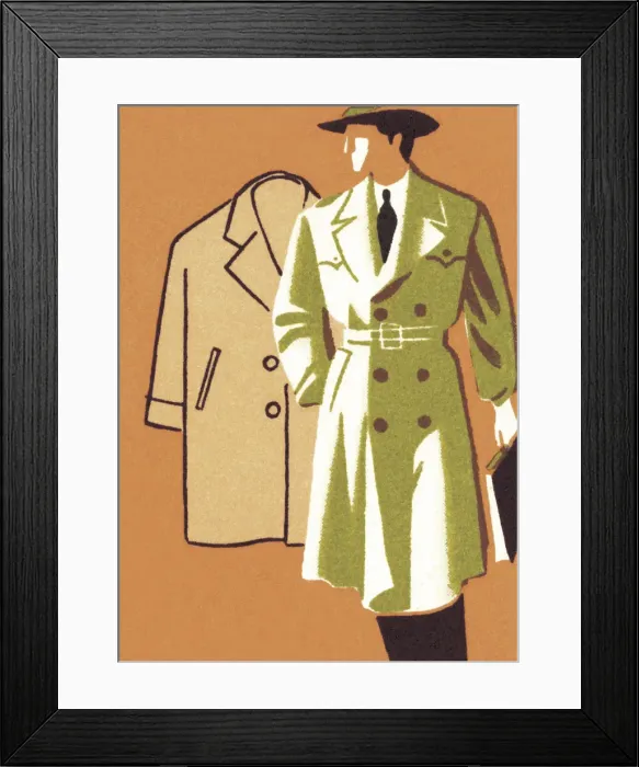 Framed Print : Stylish Man in Trench Coat
