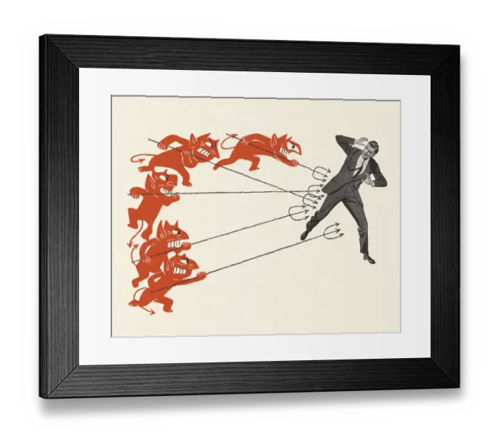 Framed Print : Devils Targeting a Businessman Framed Print : Devils Targeting a Businessman