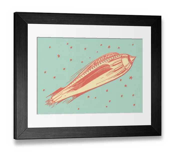 Framed Print : Red Spaceship Rocket Framed Print : Red Spaceship Rocket