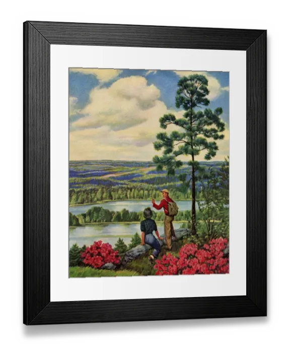 Framed Print : Two People at a Scenic Overlook Framed Print : Two People at a Scenic Overlook