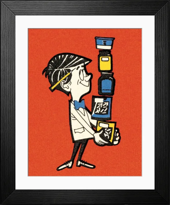 Framed Print : Man Balancing Products Framed Print : Man Balancing Products